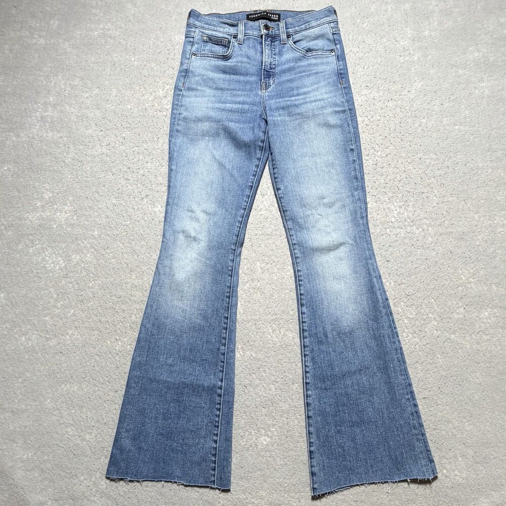 Veronica Beard Blue Kasey Mid-Rise Wide-Leg Jeans Size 26